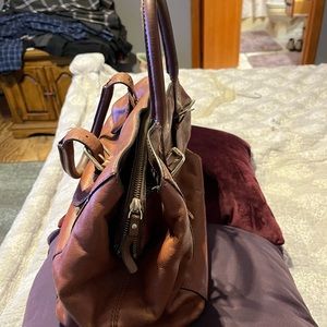 Large Kate Spade brown leather purse with dust bag w/ pink drawstring